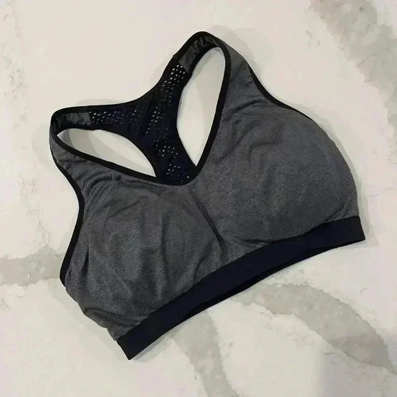 Reebok Wireless Racerback Padded Gray Sports Bra Women's Small Mesh Back Workout - Picture 1 of 6